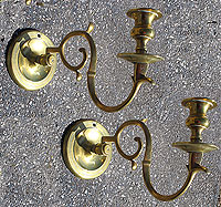 SOLD A Pair of Single-Arm Brass Sconces