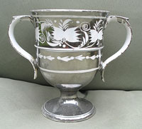 SOLD  Lovely Silver Lustre Resist Loving Cup