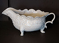 SOLD  An 18th century footed saltglaze sauceboat