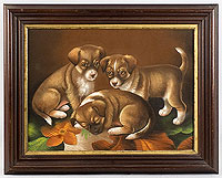 SOLD Portrait of Three Puppies