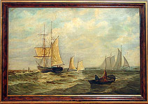 A Marine painting of sailboats.