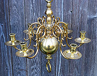 Six Arm Brass Chandelier