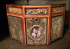 An amazing 18th century paper filigree tea caddy.