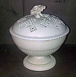 Creamware bowl with pierced cover