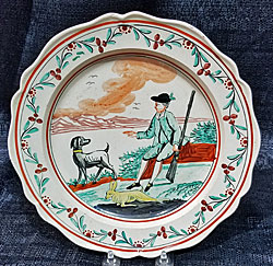 Creamware plate with Hunter
