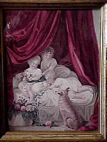 Watercolor of Three Children, a Dog, and a Rabbit