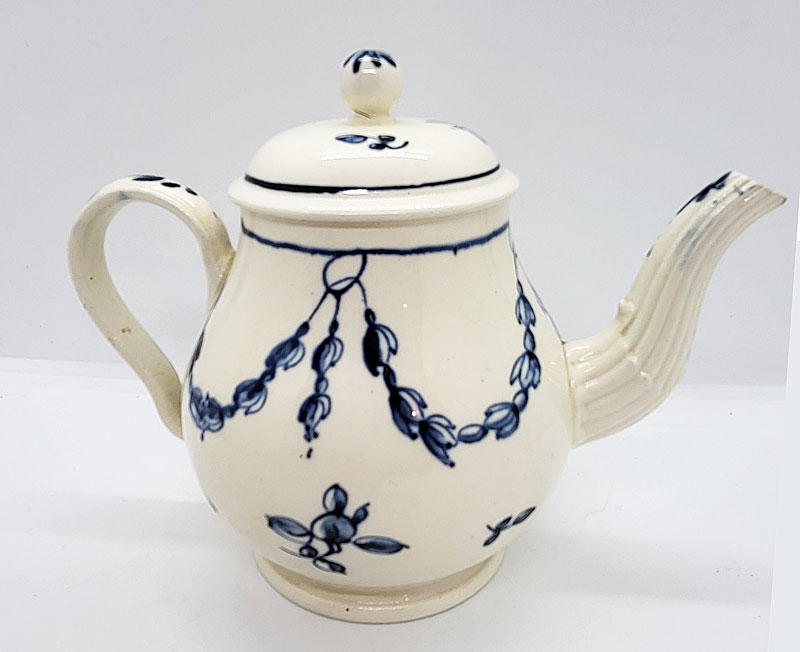 Just In<br>Pearlware teapot with blue swags