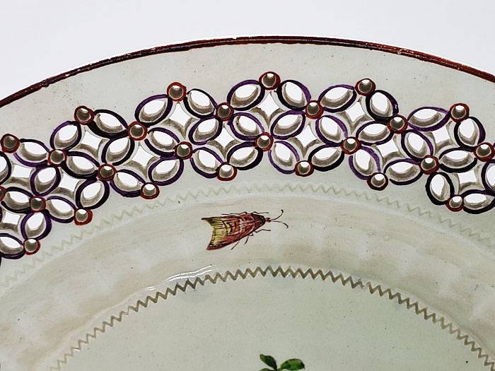 Ceramics<br>18th Century<br>Creamware Pierced Edge Plate with Birds