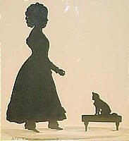 SOLD   Edouart silhouette of young girl and her dog.